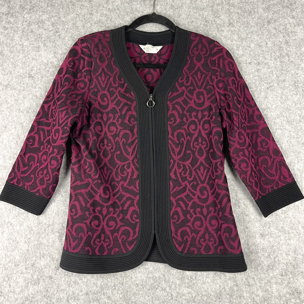 Exclusively Misook Cardigan Sweater Jacket Womens Small Zip Front Classic